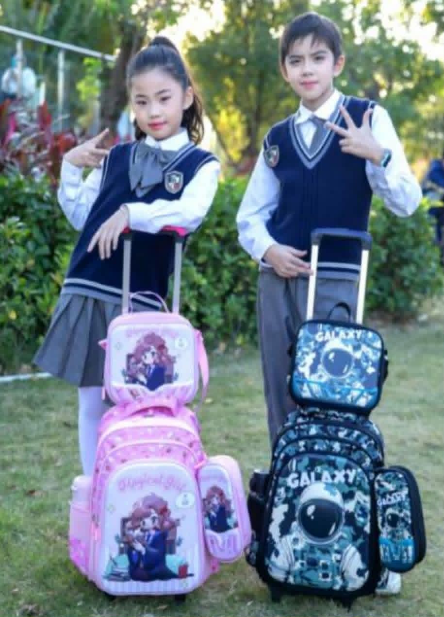 Kids School Trolley Bag Set