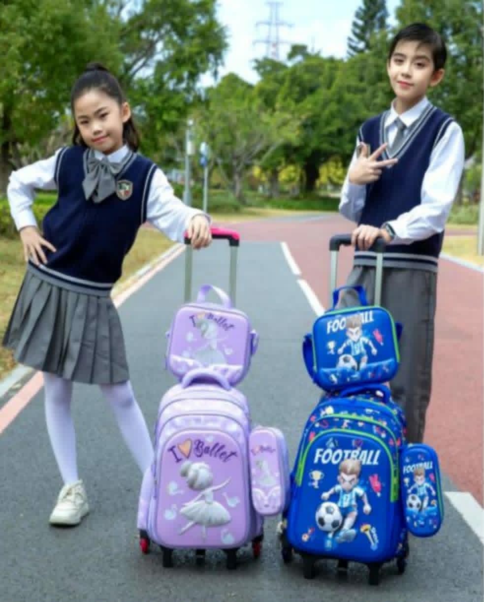 Kids School Trolley Bag Set
